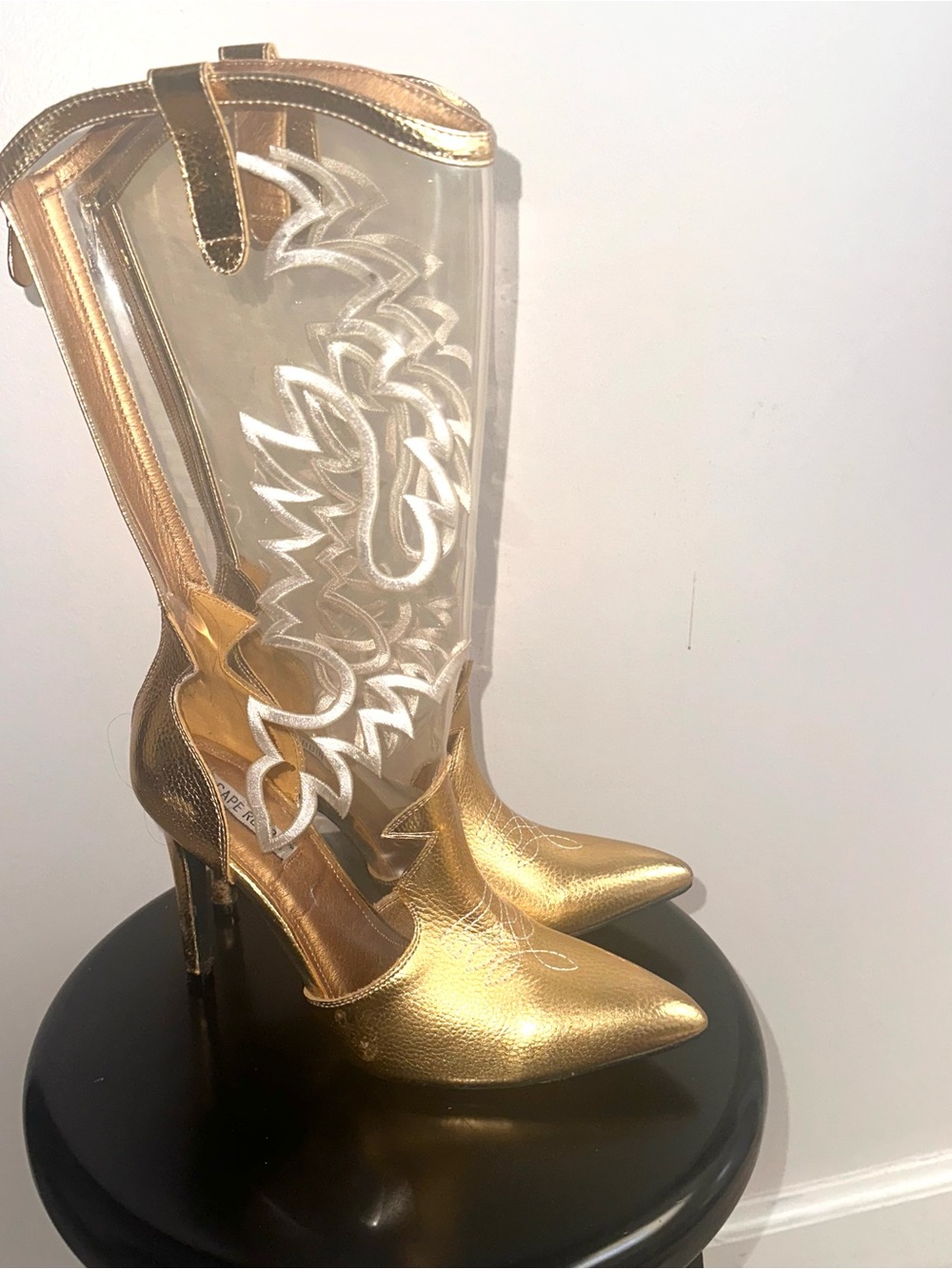 Cape Robbin Gold Clear Shaft Stiletto cowboy Boots